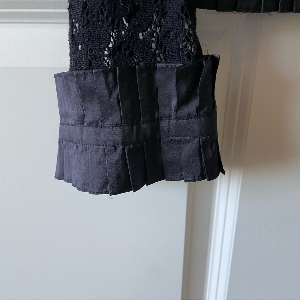 Tracy Reese Black Lace Ruffle Cropped Button Front  Blazer Jacket Size Large - Picture 6 of 9